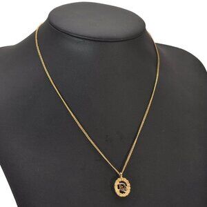Authentic Christian Dior Gold Tone Chain Pendant Necklace
